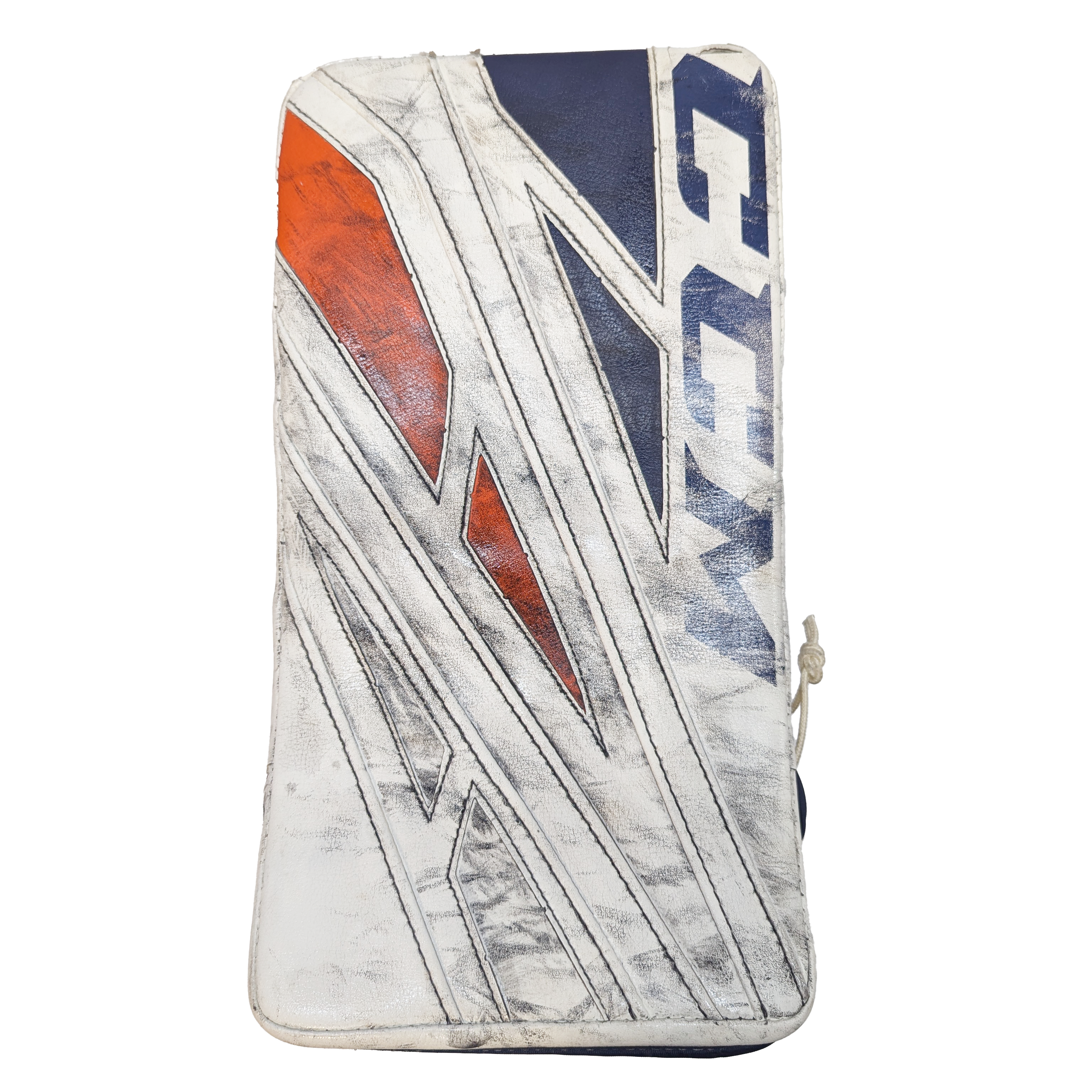 CCM Extreme Flex 4 - Bloqueur de gardien de but WHL Pro Stock d'occasion (blanc/orange/bleu marine)